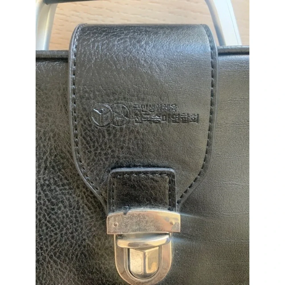 Omar Sharif Black Leather Convertible Backpack Briefcase Messenger Laptop Bag